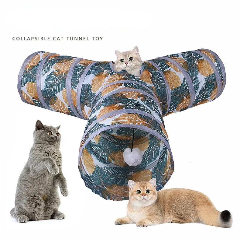New Printed Cat Tunnel Foldable Cat Channel Cat Toy Drill Bucket Pet Supplies Cat Tunnel Interactive Cat Toy Pet Toys Cat Toys