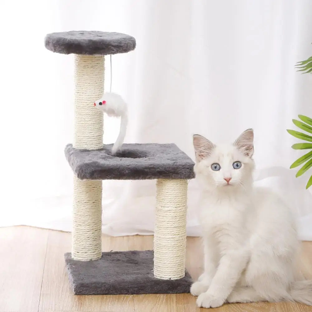 Cat Tree Cat Tower Three-column Three-layer Square Cat Climbing Platform Jumping Toy Cat Scratcher For Kitten Cat Pet Supplies