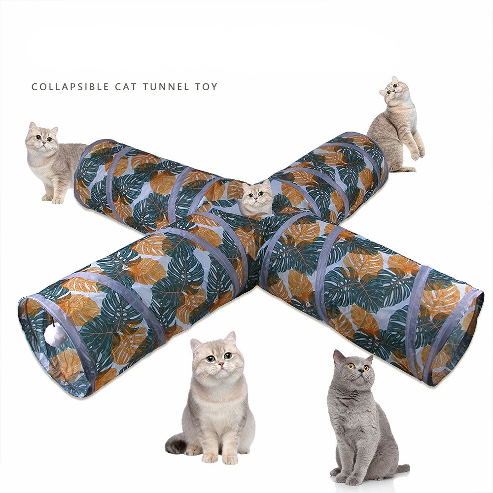 New Printed Cat Tunnel Foldable Cat Channel Cat Toy Drill Bucket Pet Supplies Cat Tunnel Interactive Cat Toy Pet Toys Cat Toys