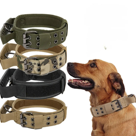 Tactical Dog Collar with Handle Durable Tactical Nylon Dog Collar Adjustable Training Collar for Large Dogs Pet Supplies
