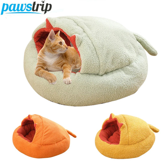 Soft Plush Cat Bed Nest Round Semi-Enclosed Cat Mattress Cute Pet Cat Bed Kennel for Small Dogs Cats Pet Supplies