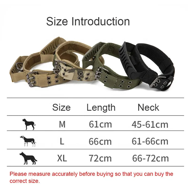 Tactical Dog Collar with Handle Durable Tactical Nylon Dog Collar Adjustable Training Collar for Large Dogs Pet Supplies