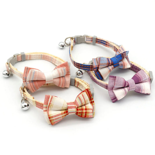 Cute Cat Collar Small Puppy Cat Collars Bow Kitten Cat Collar Bowknot Necklace with Bell for Dogs Cats Chihuahua Pet Supplies